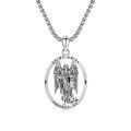 wholesale 925 Sterling Silver Saint Uriel Angel Pendant Necklace  Catholic Medal Protection Jewelry for Women Men Gift 45cm Chain Length-0-0