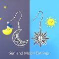 wholesale 925 Sterling Silver Sun and Moon Drop Earrings for Women - Bohemian Witchcraft s-0-4
