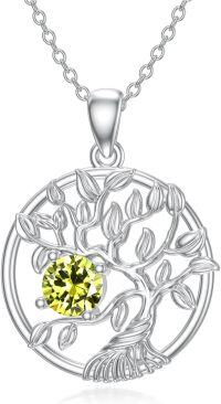 wholesale  Sterling Silver Tree of Life Birthstone Necklace for Women Gift -08-August