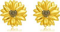 wholesale Gold 925 Sterling Silver Sunflower Stud Earrings - Floral s for Her-Sunflower Stud Earrings