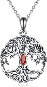 wholesale Sterling Silver Celtic Tree of Life Necklace w Simulated Emerald Abalone Shell Birthstone Pendant-I-January