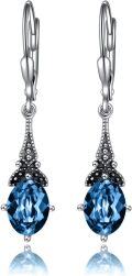 wholesale Sterling Silver Austrian Crystal Vintage Drop Dangle Leverback Earrings-0-0