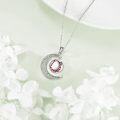wholesale 925 Sterling Silver Baseball in Crescent Moon Pendant Necklace for Women and Girls-0-3