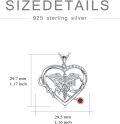 wholesale 925 Sterling Silver Heart Shaped Caduceus Angel Wings RN Necklace with Red Stone and Crystals-0-3