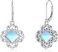 wholesale 925 Sterling Silver Filigree Blue Moonstone Square Drop Dangle Earrings for Women-0-0