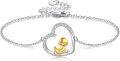 wholesale 925 Sterling Silver 925 Heart-Shaped Yellow Duck Charm Bracelet - Cute Gift for Her-0-0