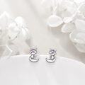 wholesale 925 Sterling Silver Fox Stud Earrings with Colorful Stones - Cute Animal  for Her-0-3
