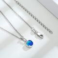 wholesale 925 Sterling Silver Blue Rainbow Moonstone Pendant & Chain Set with Heart and Wing Design - Elegant  for Women-0-5