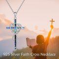 wholesale 925 Sterling Silver Abalone Shell Inlay Cubic Zirconia Accent Cross Pendant Necklace for Women-0-5