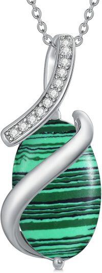 wholesale  Sterling Silver Gemstone Pendant Necklace for Women Fine Jewelry Gift -Malachite