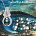 wholesale 925 Sterling Silver with Black Tahitian Pearl and Cubic Zirconia Accent Infinity Pendant Necklace-0-2