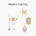wholesale 14K Gold Moonstone Evil Eye Pearl Pendant Necklace for Women-0-2