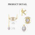 wholesale 14k Gold Eye Necklace With Moonstone And Pearls-0-2