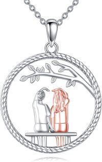 wholesale 925 Sterling Silver Tree of Life Pendant with Two Sisters Holding Hands Necklace-Sister Necklace