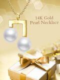 TOUPOP 14K Gold Pearl Necklace with Bow/Heart/Dolphin Pendant-0-4