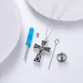 TOUPOP Sterling Silver & Stone Celtic Cross Urn Necklace For Ashes Memorial Jewelry-0-5