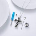 TOUPOP Sterling Silver & Stone Celtic Cross Urn Necklace For Ashes Memorial Jewelry-0-5