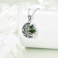 wholesale 925 Sterling Silver Green Moss Agate Crescent Moon Filigree Pendant Necklace for Women-0-3