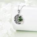 wholesale 925 Sterling Silver Green Moss Agate Crescent Moon Filigree Pendant Necklace for Women-0-3