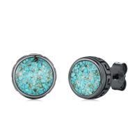 wholesale 925 Sterling Silver Black Onyx Zircon Celtic Viking Stud Earrings Hypoallergenic Punk Gothic Jewelry for Women Men-Black-Turquoise3-Black-Turquoise3