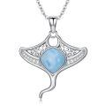 wholesale 925 Sterling Silver Blue Larimar Pendant Necklace-0-0
