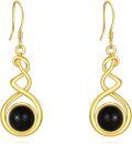 wholesale Gold 925 Sterling Silver Spiral Dangle Earrings with Black Onyx and Gold Tone Leverback  for Women-0-0