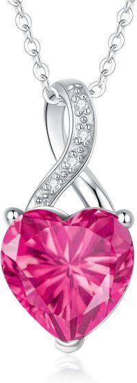 wholesale 925 Sterling Silver 1 10cttw Real Cubic Zirconias Heart Birthstone Necklace for Women Mom Wife-7. July - Jul.