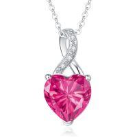 wholesale 925 Sterling Silver Blue Heart Pendant Necklace Wholesale With Crystal Accents-7. July - Jul.