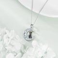 wholesale Sterling Silver Black Cat Crescent Moon Celtic Knot Pendant Necklace For Women-0-3