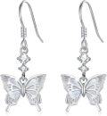 wholesale 925 Sterling Silver Butterfly Dangle Earrings with Small CZ and Enamel for Sensitive Ears Mother's Day Gift for Women & Girlfriend-0-0