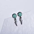 wholesale 925 Sterling Silver Lightning Bolt & Turquoise Studs with Abalone Shell Drops-0-1