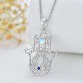 wholesale 925 Sterling Silver Metal Stone Spiritual Jewelry - Hamsa Evil Eye Lotus Necklace-0-2