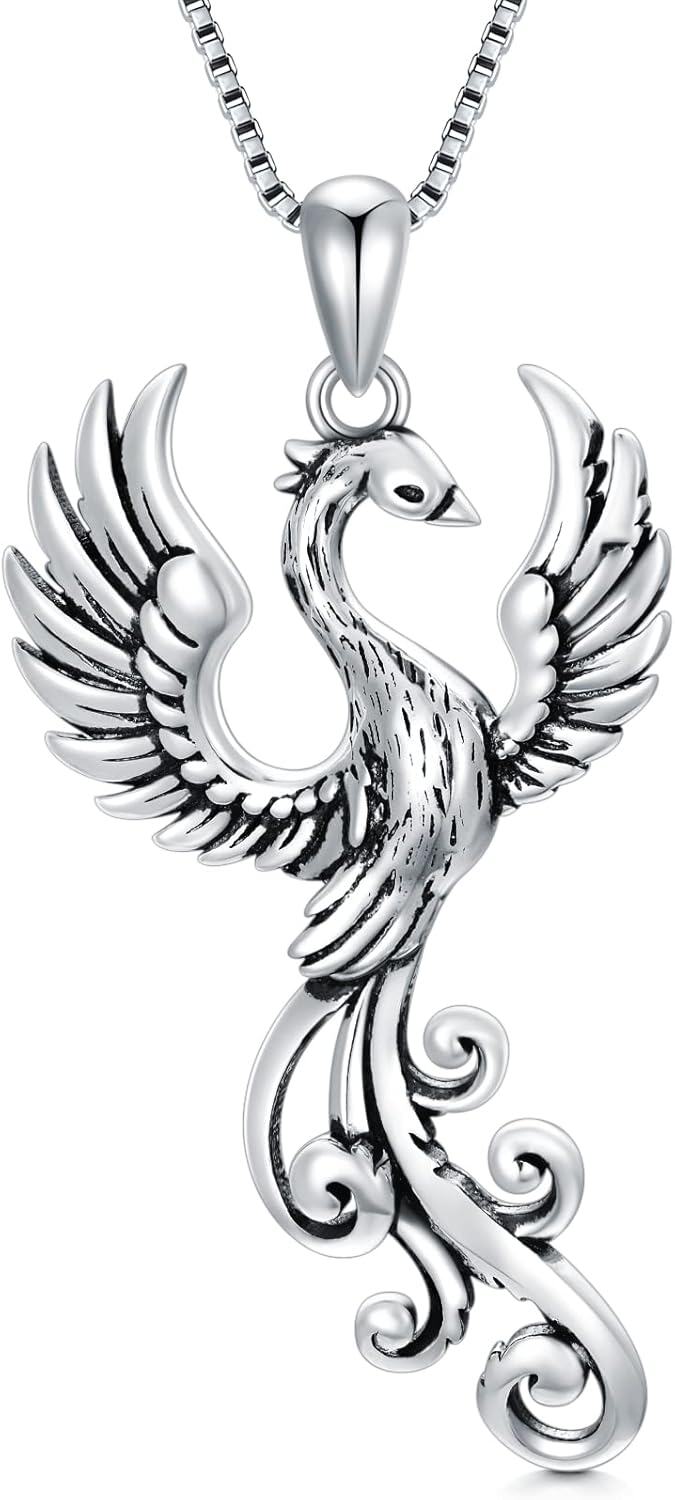 wholesale 925 Sterling Silver Phoenix Bird Pendant Necklace for Women-0-0