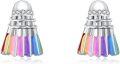 wholesale 925 Sterling Silver Rainbow Shuttlecock Stud Earrings Sporty Gift for Women-0-0