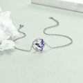 wholesale 925 Sterling Silver Hummingbird Charm Bracelet With Blue Purple Enamel Detail-0-3