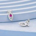 wholesale 925 Sterling Silver Cross Pink Stone Stud Earrings for Women -0-1