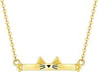 wholesale 14K Real Gold Cat Necklace – Elegant 20.4mm Pendant, 1.75g, Adjustable 16-18 Chain, Hypoallergenic, Gift for Women-Yellow