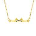 wholesale 14k Gold Cute Cat Bar Necklace With Paw Prints And Whiskers-0-0