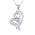 TOUPOP Sterling Silver Alexandrite Double Heart Pendant Necklace-0-0