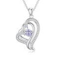 TOUPOP Sterling Silver Alexandrite Double Heart Pendant Necklace-0-0