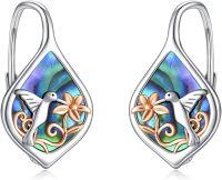 wholesale 925 Sterling Silver Hummingbird & Flower Drop Earrings for Women Girls Gifts-Hummingbird