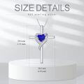 wholesale 925 Sterling Silver Sapphire Cross Necklace with September Birthstone - Elegant White Gold Plated Faith Jewelry for Women-0-5