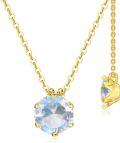 wholesale 14K Gold & 1ct Lab Emerald Round Birthstone Pendant Necklace, 6.5mm Flower Design, 16+1 Adjustable Chain, Gift Box-0-0