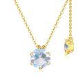 wholesale 14K Gold & 1ct Lab Emerald Round Birthstone Pendant Necklace, 6.5mm Flower Design, 16+1 Adjustable Chain, Gift Box-0-0