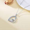 wholesale 925 Sterling Silver Blue Crystal Heart Otter Pendant Necklace for Women Mothers Day Gift-0-4