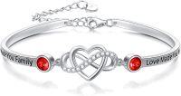 wholesale Sterling Silver Adjustable Infinity Heart Bangle for Women-Bangle for Daughter-in-law(Red)