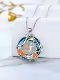 TOUPOP Sterling Silver Blue Crystal Rose Pendant Necklace-0-3