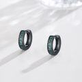 wholesale 925 Sterling Silver Turquoise Stone Inlay Black Hoop Huggies Punk Gothic Earrings for Women and Men-0-5