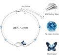 wholesale 925 Sterling Silver Blue Crystal Heart Infinity Charm Bracelet for Women-0-5