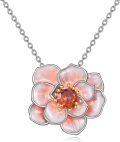 wholesale 925 Sterling Silver Peony Flower Pendant Necklace Enamel s for Women Mother-0-0